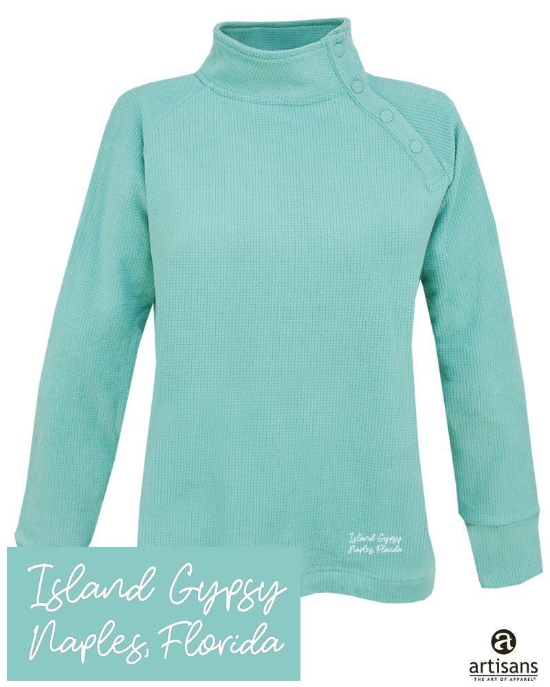 Womens Snap Neck Fleece in Green